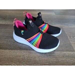 Skechers Bobs Sport Squad Chaos Girls Shoes Black Rainbow 302268L Size 12 NEW #6